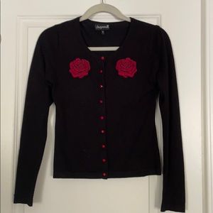 Sourpuss Black Rose Embroidered Cardigan